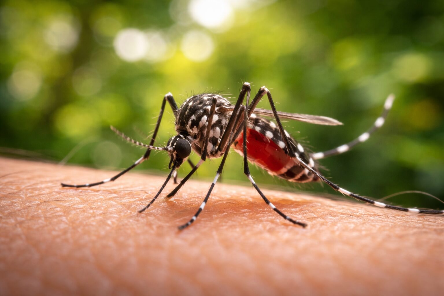 ヒトスジシマカを大きく写した接写イメージ